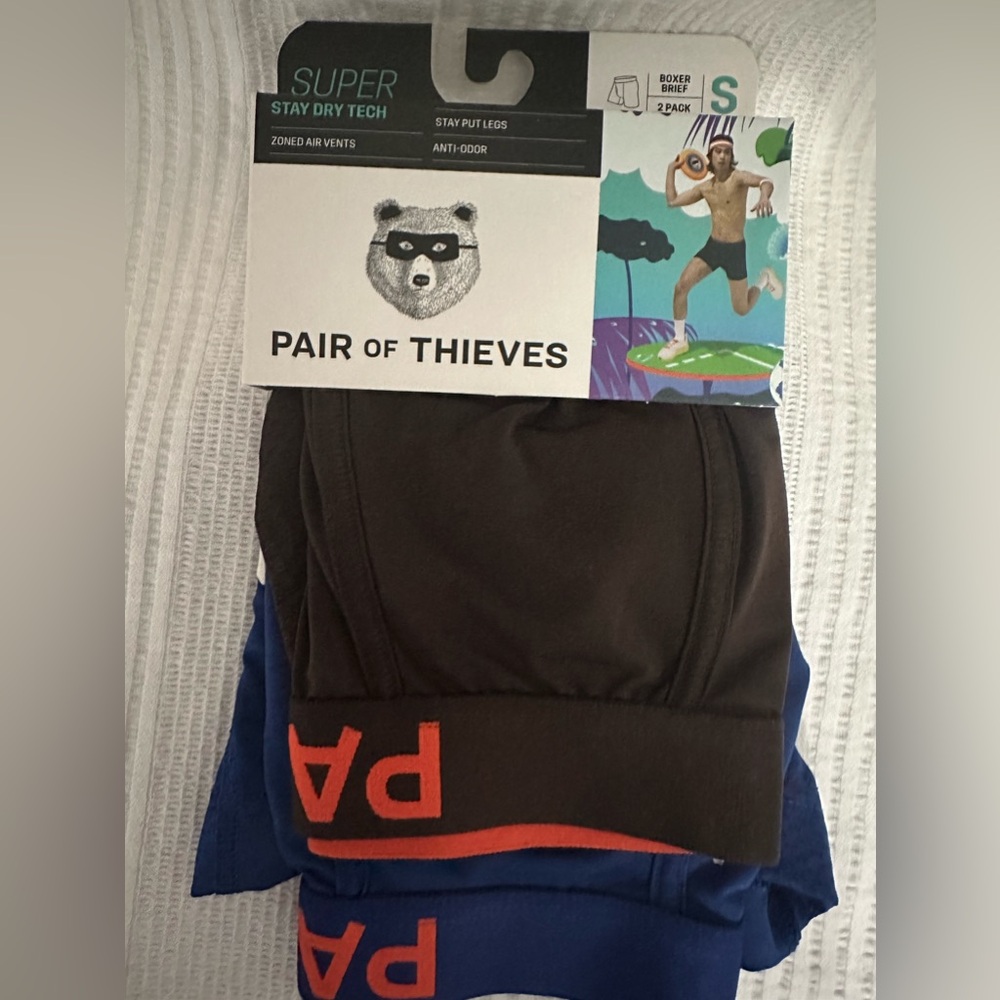 Pair of Thieves Boxer Brief NEW unopened stay Dry Tech 2 Pack Brown & Blue